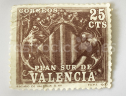 Sello de 25 pesetas Plan Sur de Valencia