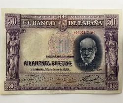 Billete de 50 pesetas 1935 Santiago Ramón y Cajal Sin Serie