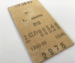 Billete ferroviario suizo Vevey-Lausanne 1982