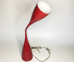 Flexo rojo de Escritorio – Estilo Pop Space Age, cuello cisne
