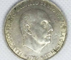 Moneda de plata de 100 ptas 1966 *19 *66 Franco Caudillo de España