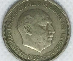 Moneda Francisco Franco Caudillo de España 5 pesetas 1957 *69