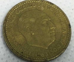Moneda Una peseta de Francisco Franco Caudillo de España – 1963 *19
