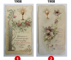 Lote 2 estampas Recuerdo de la Primera Comunión – Valencia – Año 1908