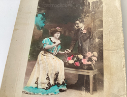 Tarjeta postal con escena romántica 1900-1920 ASTRA
