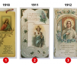 Lote 3 estampas Recuerdo de la  Primera Comunión – Valencia – Años 1910, 1911 y 1912