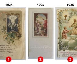 Lote 3 estampas Recuerdo de la Primera Comunión – Valencia – Años 1924, 1925 y 1926 – Boumard Fils, París