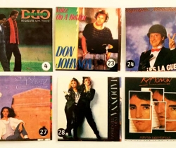 Lote 6 Cromos portadas de discos de vinilo de los años 80
