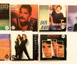 Lote 7 Cromos portadas de discos de vinilo de los años 80
