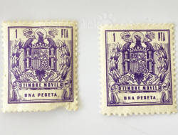 Lote de 2 sellos fiscales de 1 peseta Timbre móvil