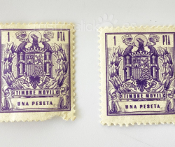 Lote de 2 sellos fiscales de 1 peseta Timbre móvil