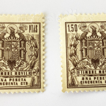 Lote de 2 sellos fiscales de 1 peseta y cincuenta céntimos Timbre móvil