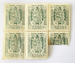 Lote de 5 sellos fiscales Timbre Móvil de 15 céntimos